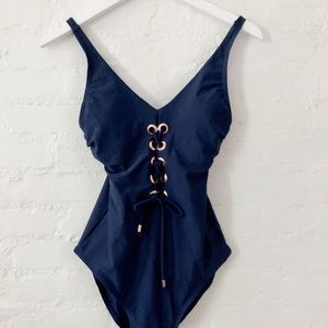 One piece eyelet swim suit